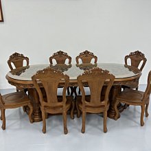 【宏品二手家具館】台中全新2手中古傢俱家電拍賣 TK629052*高級全柚木雕花餐桌+8椅 碗盤餐櫃 電器櫃 營業器具