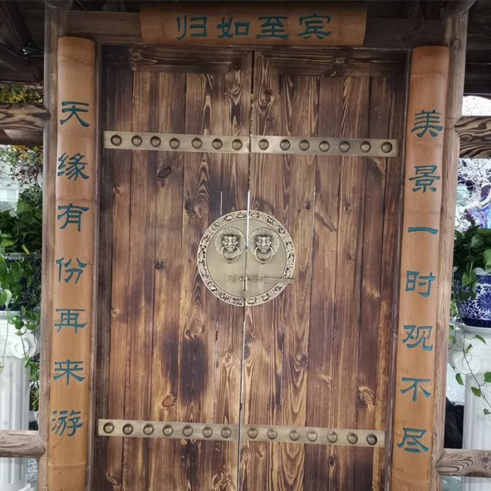 現貨熱銷-獸頭門環純黃銅大門銅拉環拉手仿古銅件獅子頭門鎖古銅木門