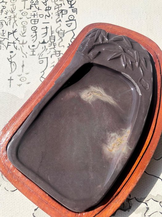 九十年代廣東老坑端硯山水造型釘五色端硯磽nero端石硬度2刀端研文房