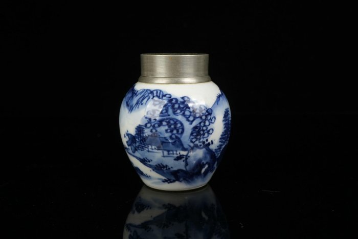 清課堂平安七甫作染付錫口茶心壺在銘原箱日本名家手作茶具茶道美學8.2