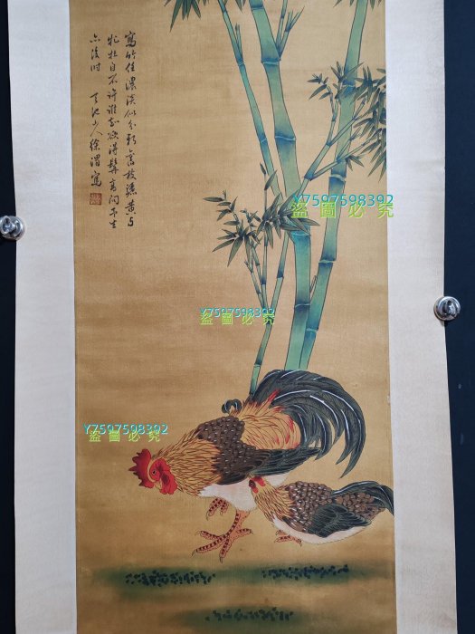 編號HA360 純手繪三尺中堂花鳥作品作者:徐胄材質:絹本一物【唐韻坊