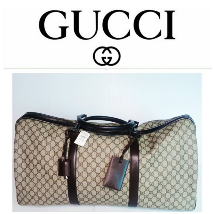 (售?) ㊣全新 GUCCI 古馳 防水雙G牛皮滾邊旅行袋手提包 波士頓包Speedy行李箱 牌未剪2888 一元起標