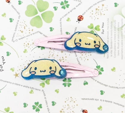 【震撼精品百貨】大耳狗 Cinnamoroll~Sanrio 大耳狗喜拿髮夾-萊茵石#80213