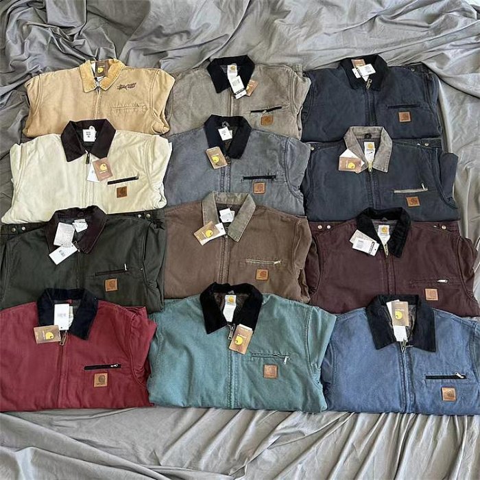 Carhartt vintage卡哈特J97底特律洗水復古做舊古著牛仔帆布工裝夾克外套