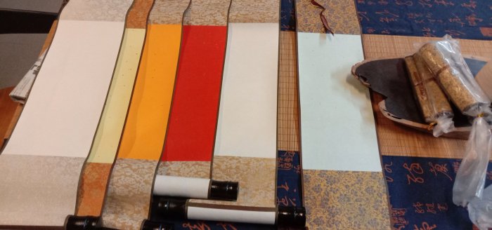 Art in THE【傑儒書畫】空白卷軸直式迷你宣紙全綾布掛軸國畫書法書畫