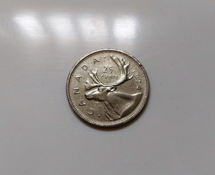 1974 年CANADA 加拿大伊莉莎白2世Queen Elizabeth II 麋鹿25 CENTS