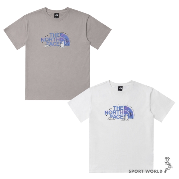 The North Face 北面 短袖上衣 女裝 印花 棉質 觀星 灰/白【運動世界】NF0A8GW82MB/NF0A8GW8FN4