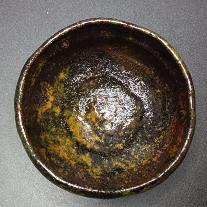 加藤石春立田錦樂茶碗抹茶碗，2.5cm/高7.5cm，！ 【藝海拾珍】二手-880