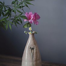 日本古美術唐津燒名家鏡山窯井上東也作花瓶侘寂風花器花入手捏手作非常