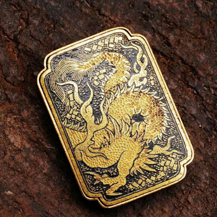 二手]『明治金工』腰帶扣.駒井.游龍年代明治期尺寸4.5cm*6.4cm 重量43g