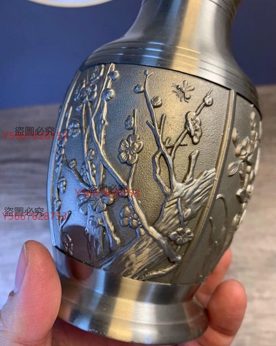 二手】日本回流純錫花瓶純錫制梅蘭竹菊四君子擺花器顏值美品精錫打造