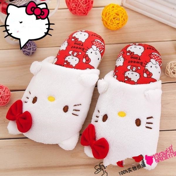 hello kitty 凱蒂貓 可愛 卡通拖鞋 家居 短絨面拖鞋 地板 棉拖鞋