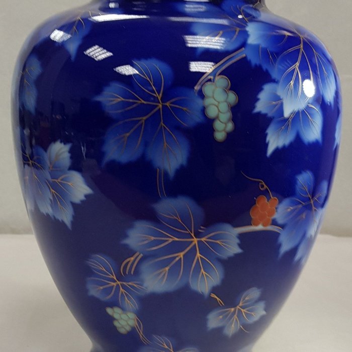 ☆最高級 大作 深川製磁 染錦明治草花文 花瓶 H39.1cm （共