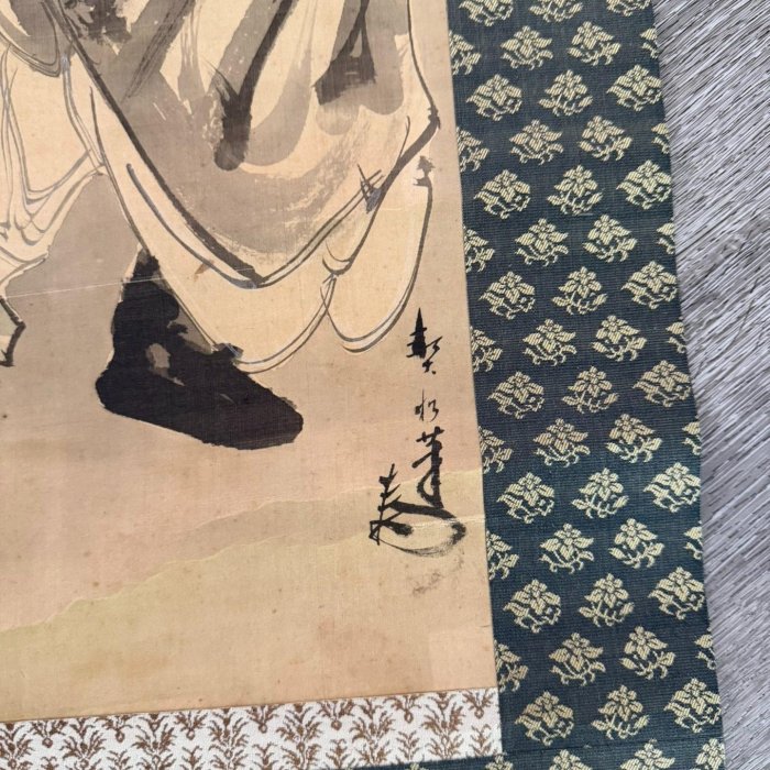 昭和22年（1947年）嚴選鐘馗人物老畫軸日本戰後初期題記掛軸舊藏整套