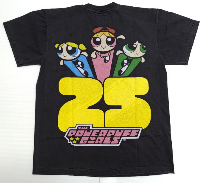 Powerpuff Girls 水洗黑刷舊做舊復古短