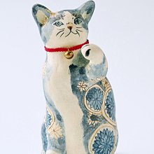 今田香　陶猫　招き猫 今田香「貓の青花」陶蕓家招福貓日本貓展招財貓貓器青花染付手繪瀨戶燒