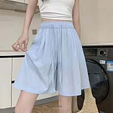 EmmaShop艾購物-韓國同步上新-日韓妞必備單品-夏季涼感單品寬版A字修身五分短褲
