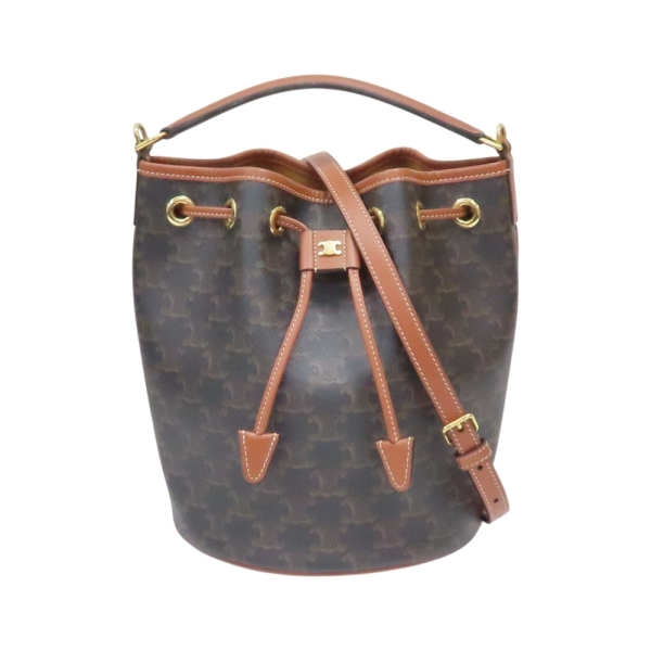 CELINE 賽琳 棕色 Triomphe 帆布 Clara 水桶包 兩用包 116882FQM.04LU 【二手名牌BRAND OFF】