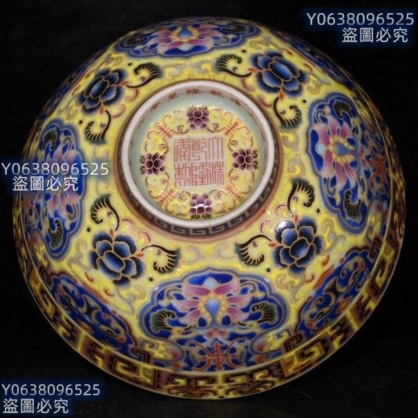 大清乾隆琺瑯彩開片花卉碗（6.5×15cm）600804 青花粉彩斗彩二手【古雲