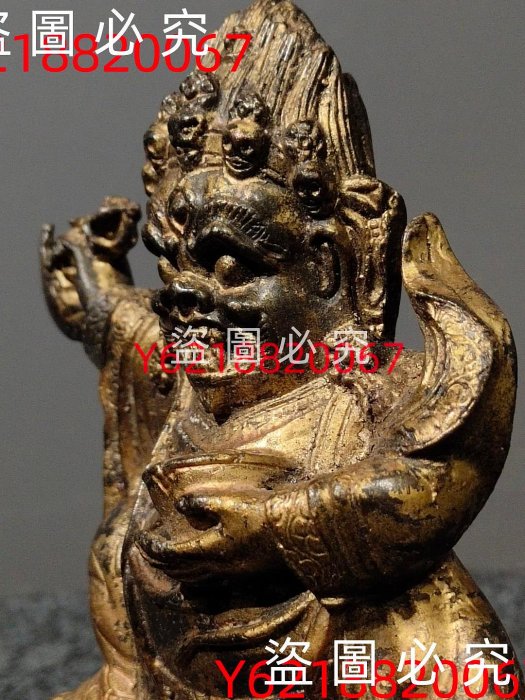 舊藏西藏收老純銅泥金佛像【大黑天財神】造型獨特財進寶品相完好高12.5