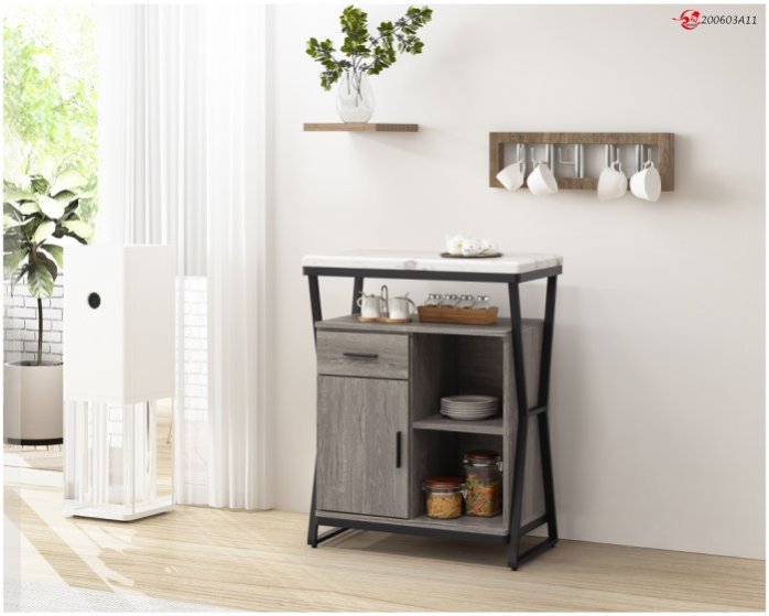 【DH】商品貨號E864-1商品名稱 《施勝發》工業風灰橡2.7尺餐櫃(圖一)臺灣製.備有4尺.5尺可選.新品特價