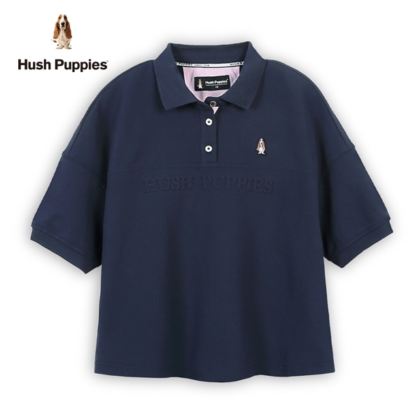 Hush Puppies POLO衫 女裝立體品牌英文刺繡小狗短版POLO衫