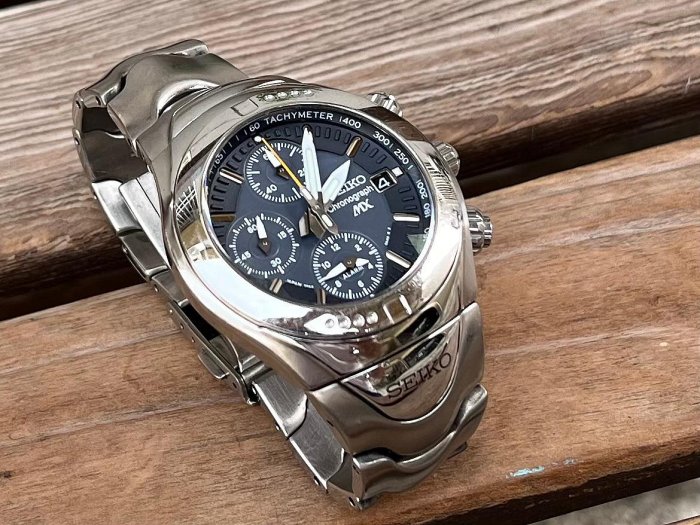 SEIKO MX 鈦金屬精工三眼計時手錶Made in Japan | Yahoo拍賣