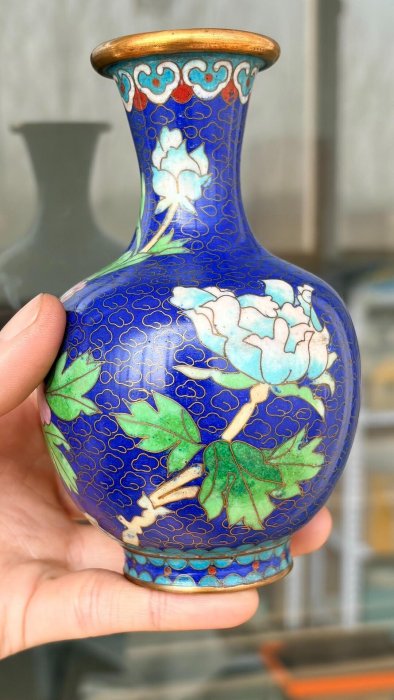 985  中国　景泰藍　七宝　琺瑯　香合1   花瓶1 景泰藍花瓶掐絲琺瑯七十年代出口創匯| Yahoo拍賣