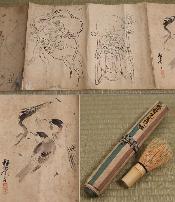日本畫卷物美人畫人物花鳥紙本| Yahoo拍賣