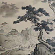 山水-蓬萊仙山圖-橋本雅邦-絹本頂級名家橋本雅邦（1835-1908）是明治