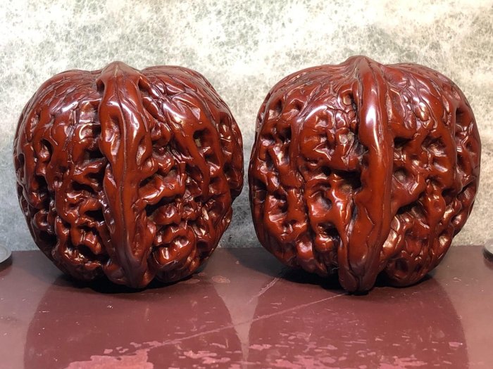 收藏级门墩核桃 文玩 二手】門墩，TJ14號文玩核桃，門墩，43.6的野生門墩獅子頭把玩
