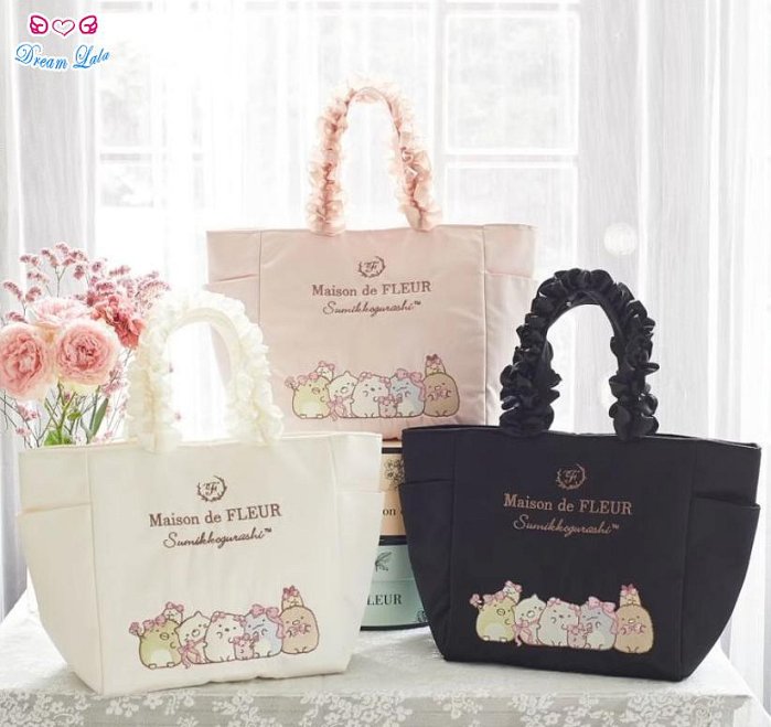 夢幻拉拉♥【預購】Maison de FLEUR 日單 角落生物 木耳荷葉邊手提袋 蝴蝶結鑰匙圈吊飾G00008