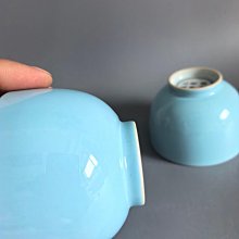 雍正天藍釉小杯高6口徑9㎝ 古玩收藏老物件【二手】【八分利】-494