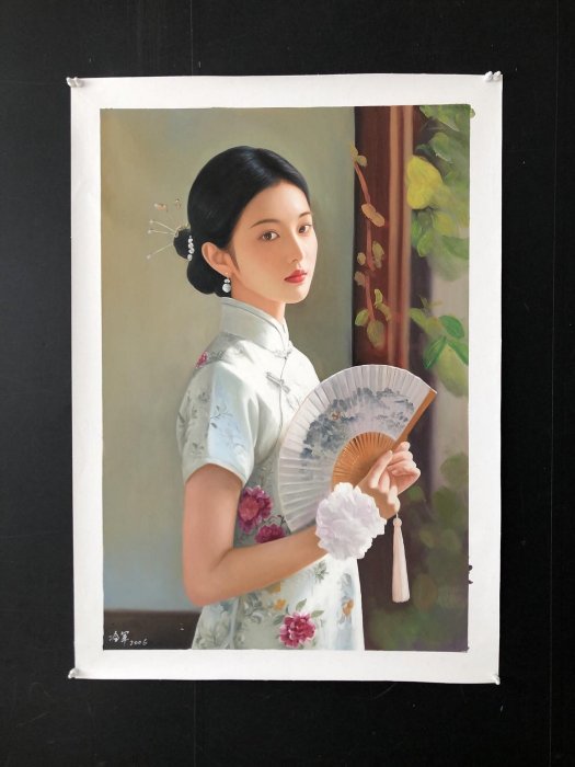 嚴選冷軍創作大師原作，100x70cm超大型純手繪油畫藝術品，推薦收藏冷軍