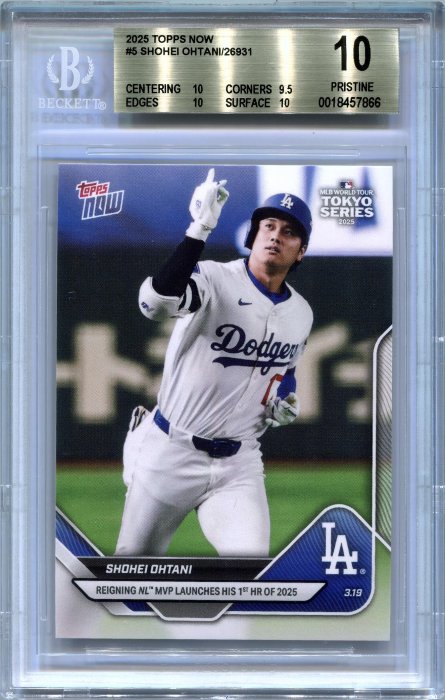 大谷翔平 2025 Topps Now MLB World Tour Tokyo Series 超完美10級鑑定卡 BGS 10～