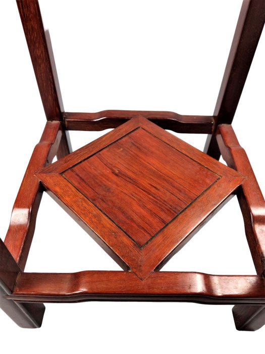 日本老家具/唐木花梨細工鑲貝二重板高腳花台/茶棚/展示棚/茶台/飾台