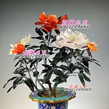 6500 創匯時期景泰藍玉石盆景花品相如圖描述高35厘米瑪瑙水晶岫玉雕刻