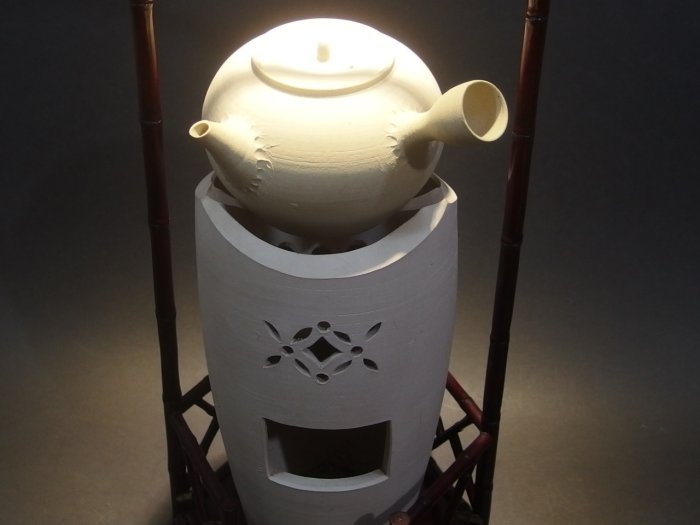 EL431 時代 煎茶道具 小型 揚名合利 白泥小涼炉 白泥炉台