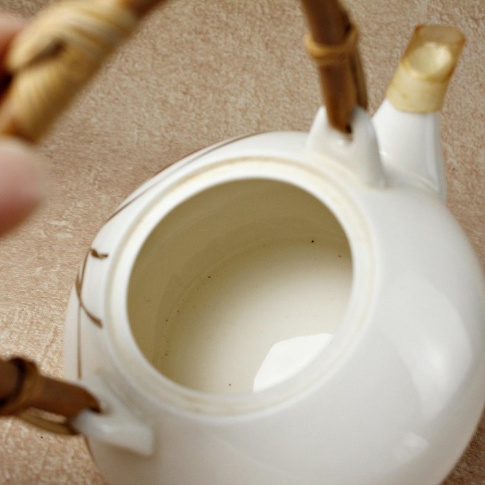 桑園の】日本香蘭社高級茶器經典金彩蘭花提樑壺湯吞釉水極潤一壺五杯