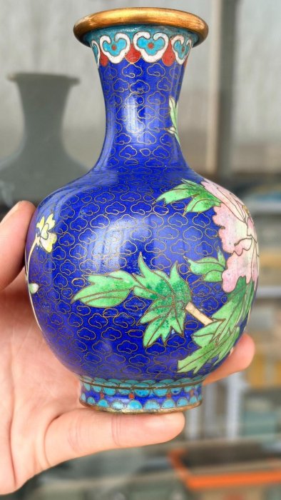 2458 七宝焼　景泰藍　琺瑯　花瓶 景泰藍花瓶掐絲琺瑯七十年代出口創匯| Yahoo拍賣