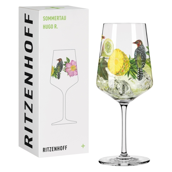 德國 RITZENHOFF+ Summer Dew 夏露系列高腳水晶杯-夏日叢鳥