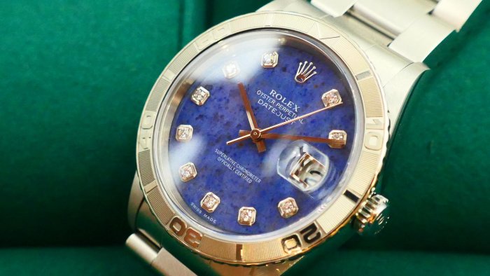 【拍賣會逸品】近新美品！1999年份ROLEX 16264方納石寶石面爬山虎！盒單全自動上鍊機械錶116264 16234 116234參考