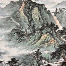 嚴選2025年省美協會員譚兆峰老師力作，180x70公分水墨紙本，山水畫風