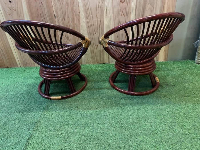 復古風 藤製木椅組 旋轉藤椅 沙發組  木沙發 沙發組 貴妃椅 洽談椅 休閒椅 藤製椅 客廳沙發A7062晶選二手傢俱