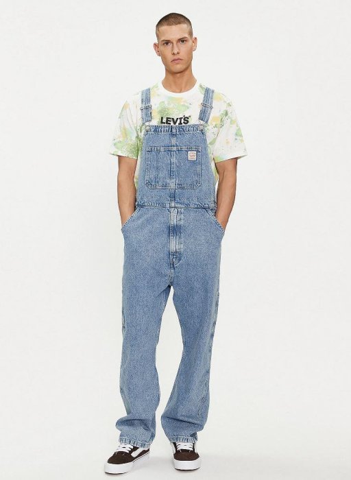 【吊帶褲S-XXL優惠】美國Levis RED TAB OVERALLS淺藍 水洗 重磅 連身褲 寬鬆版直筒褲 牛仔褲 工作褲