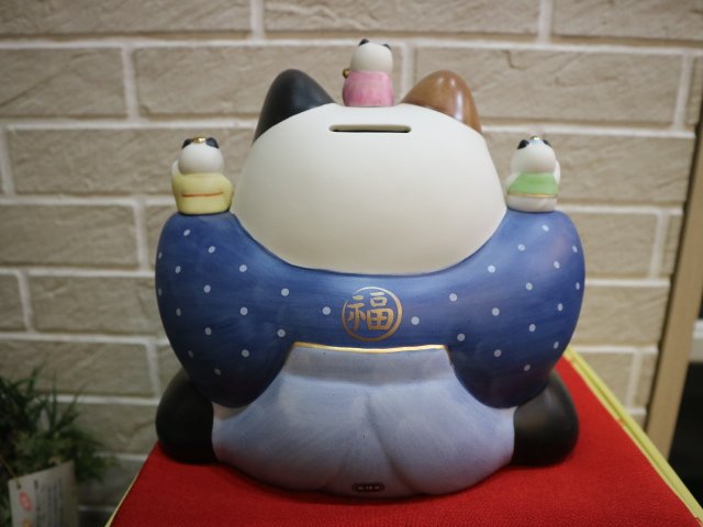 婕的店日本精品~日本帶回~藥師窯~彩絵七福神福助招財猫(7号)(貯金箱