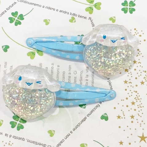 【震撼精品百貨】大耳狗 Cinnamoroll~Sanrio 大耳狗喜拿髮夾(一對)-白心#06738