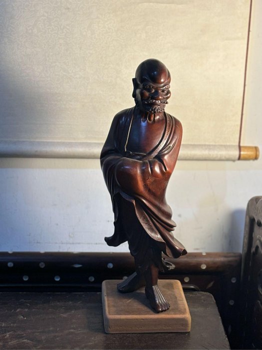 達磨大師 木彫り一刀彫 骨董 ∇花∇達磨愛好家放出品 山中象堂 讃岐 