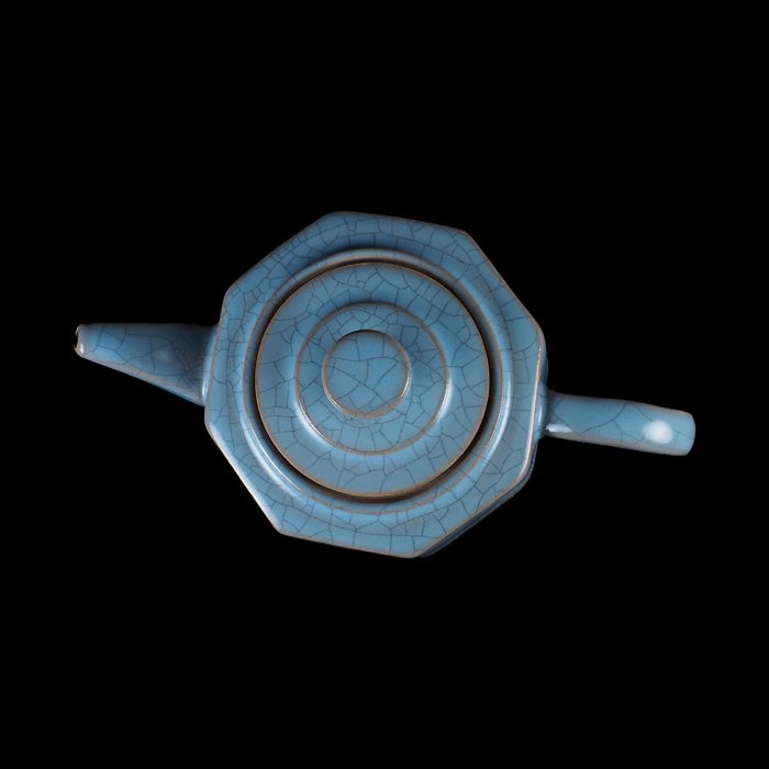 博古珍藏》宋．汝窯天青釉茶壺．早期收藏．老件茶具瓷器．