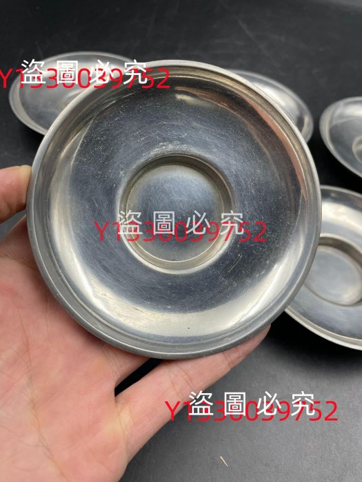 日本拍回，純錫，錫茶托杯托杯墊錫器，五客。 非普通無款錫托純錫，錫